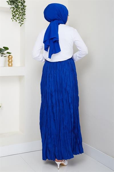 Kraşlı Etek Saks Rengi HM2706