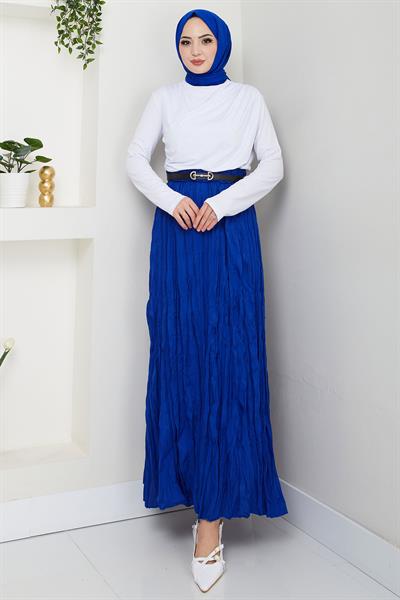 Kraşlı Etek Saks Rengi HM2706