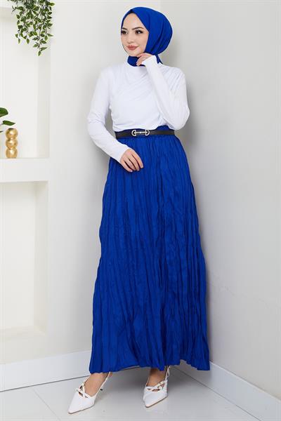 Kraşlı Etek Saks Rengi HM2706