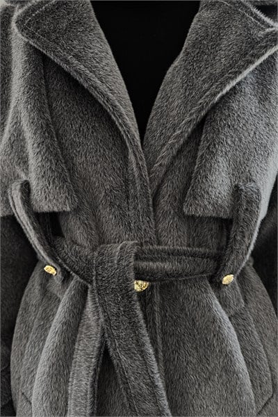 Kuşaklı Angora Tesettür Kaban Füme HM2974
