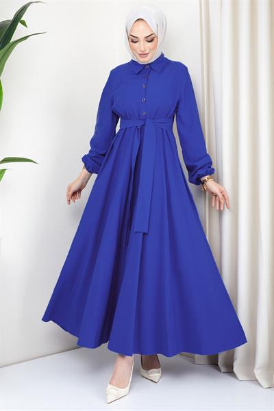 Kuşaklı Mevlana Elbise Mavi HM2105