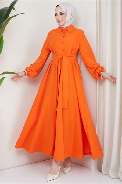 Kuşaklı Mevlana Elbise Turuncu