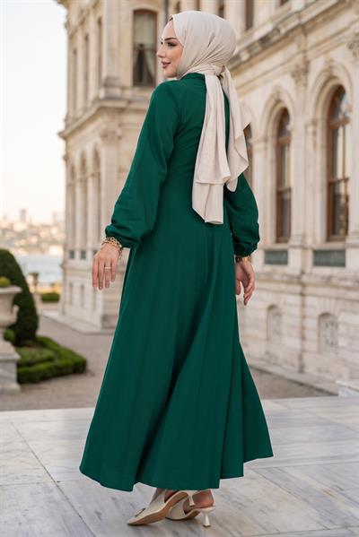 Kuşaklı Mevlana Elbise Zümrüt Yeşili HM2105