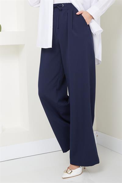 Kuşgözü Detaylı Bağcıklı Pantolon Lacivert HM2431