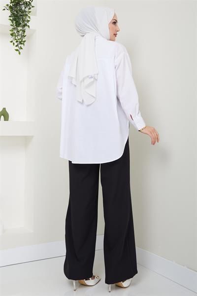 Kuşgözü Detaylı Bağcıklı Pantolon Siyah HM2431