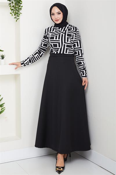 Labirent Desenli Drapeli Body Beyaz HM2828