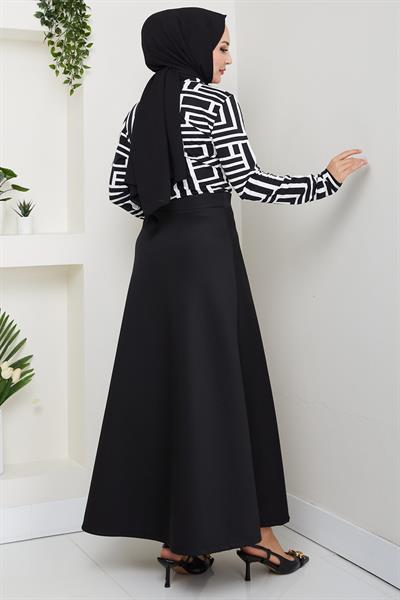 Labirent Desenli Drapeli Body Beyaz HM2828