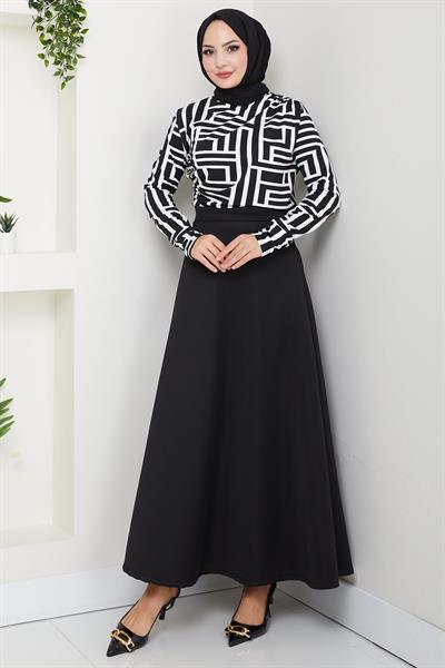 Labirent Desenli Drapeli Body Beyaz HM2828