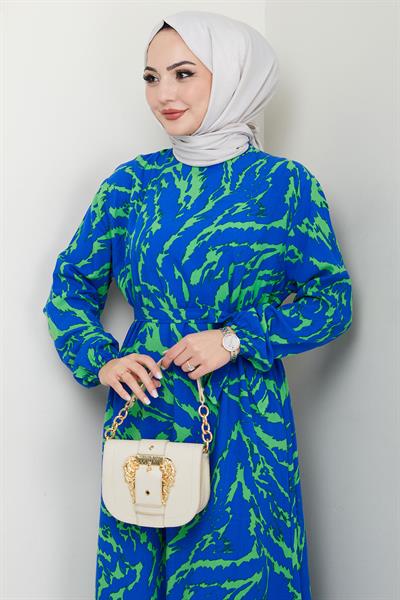 Lisa Viskon Elbise Mavi HM2687