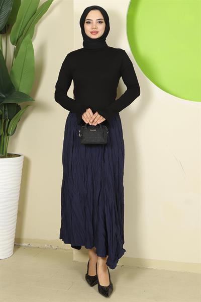 Manşeti Volanlı Bisiklet Yaka Body Siyah HM2818