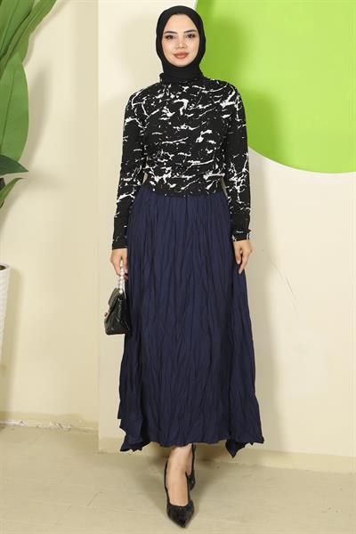 Mermer Desenli Drapeli Body Siyah HM2827