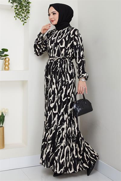 Mery Yazlık Viskon Elbise Krem HM2409