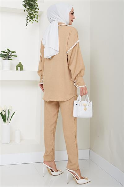 Nakış İşlemeli İkili Takım Camel HM2491