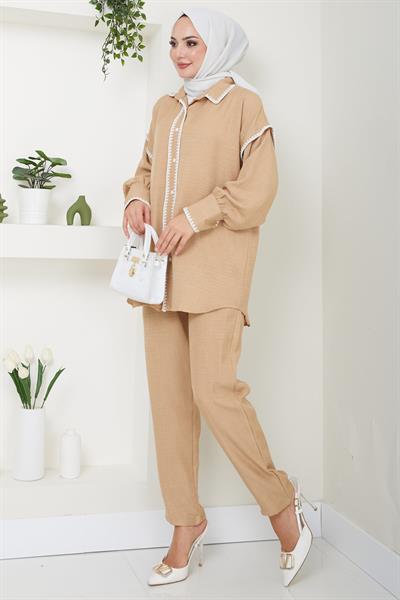 Nakış İşlemeli İkili Takım Camel HM2491