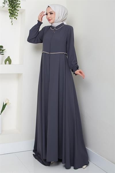 Nakışlı Mevlana Ferace Antrasit HM2359