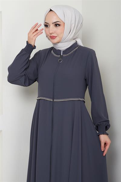 Nakışlı Mevlana Ferace Antrasit HM2359