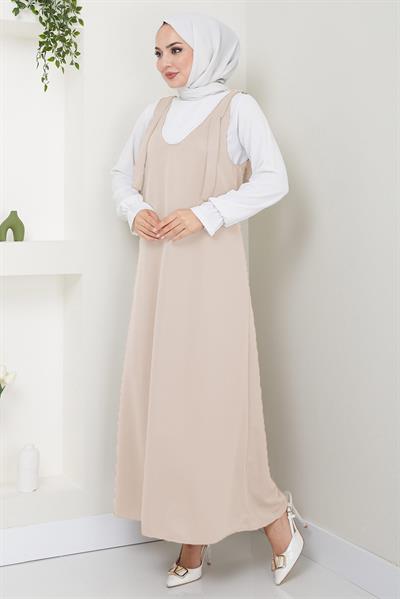 Nehir Örme Jile Elbise Bej HM2389