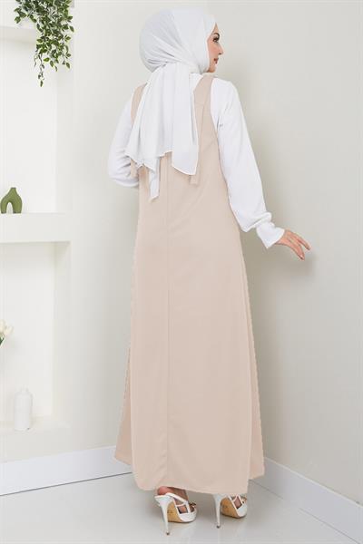 Nehir Örme Jile Elbise Bej HM2389