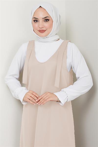 Nehir Örme Jile Elbise Bej HM2389