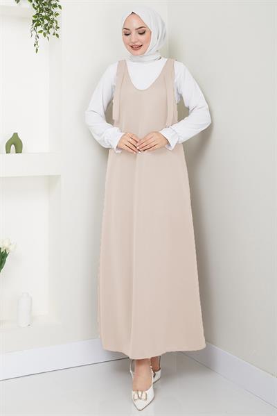 Nehir Örme Jile Elbise Bej HM2389