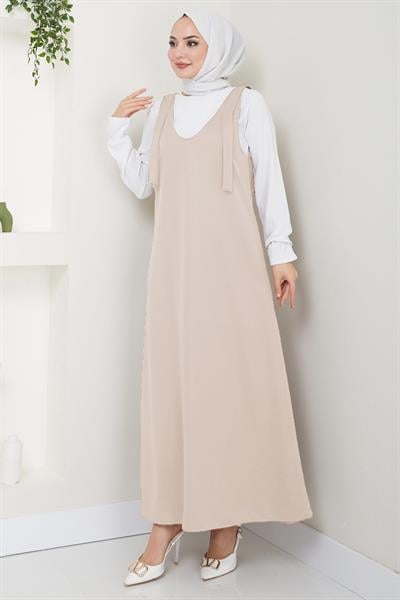 Nehir Örme Jile Elbise Bej HM2389