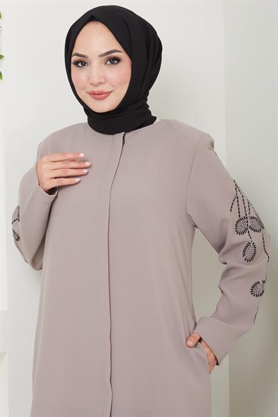 Nihan Kolları Taşlı Ferace Vizon HM2485
