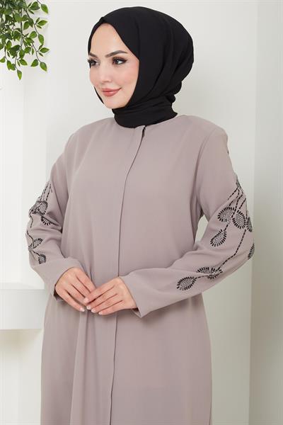 Nihan Kolları Taşlı Ferace Vizon HM2485