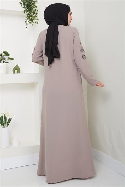 Nihan Kolları Taşlı Ferace Vizon HM2485