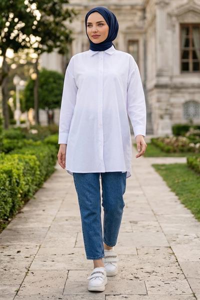 Oversize Gömlek Beyaz HM2903