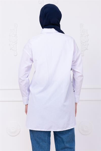 Oversize Gömlek Beyaz HM2903