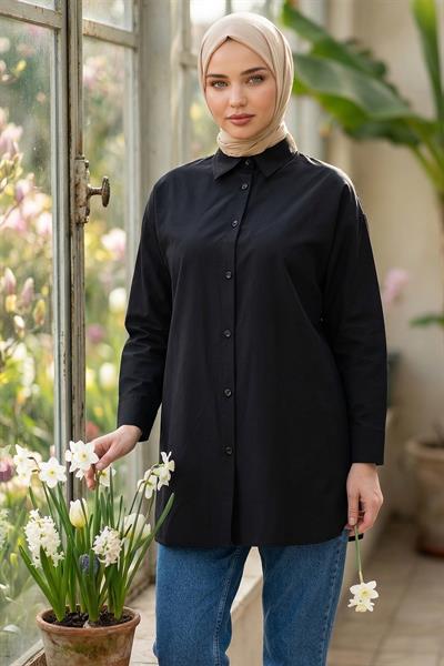 Oversize Gömlek Siyah HM2903