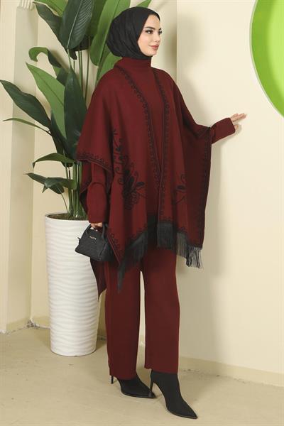 Pançolu Üçlü Triko Takım Bordo HM2814