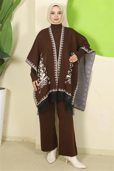 Pançolu Üçlü Triko Takım Kahverengi HM2814