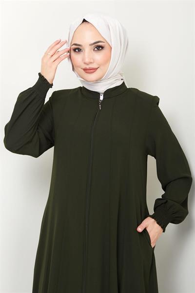Parçalı Battal Beden Mevlana Ferace Haki HM02362