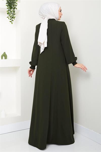 Parçalı Battal Beden Mevlana Ferace Haki HM02362