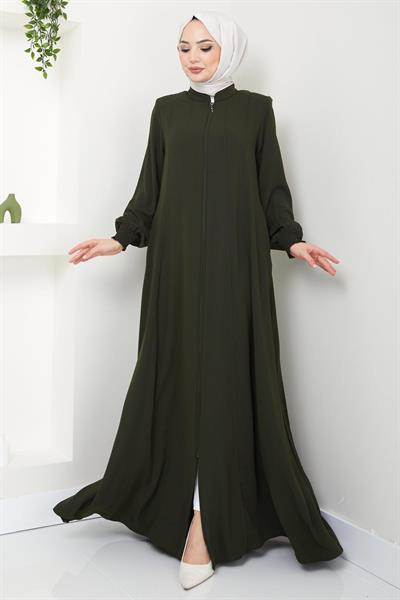 Parçalı Battal Beden Mevlana Ferace Haki HM02362