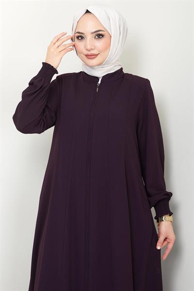 Parçalı Battal Beden Mevlana Ferace Mürdüm HM02362