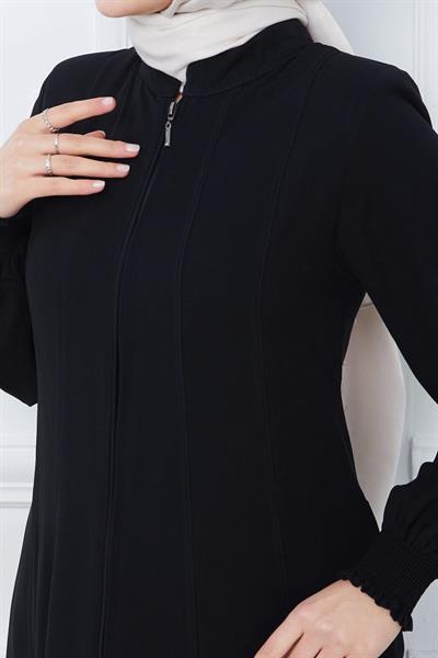 Parçalı Battal Beden Mevlana Ferace Siyah HM02362