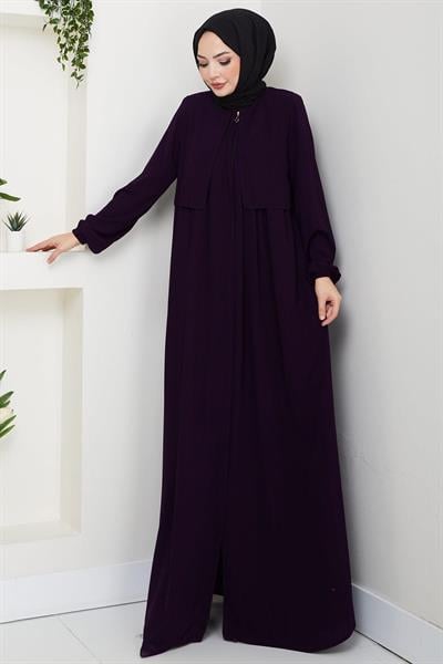 Pelerin Detaylı Ferace Mürdüm HM2867