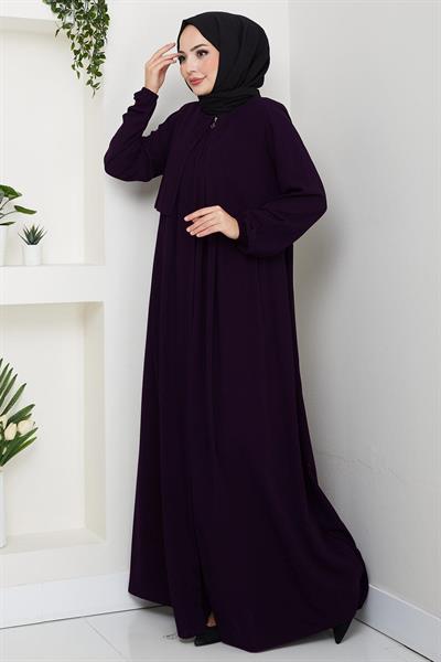 Pelerin Detaylı Ferace Mürdüm HM2867