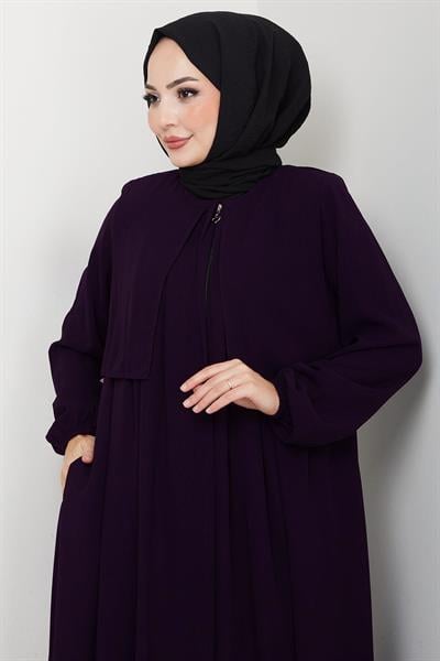 Pelerin Detaylı Ferace Mürdüm HM2867