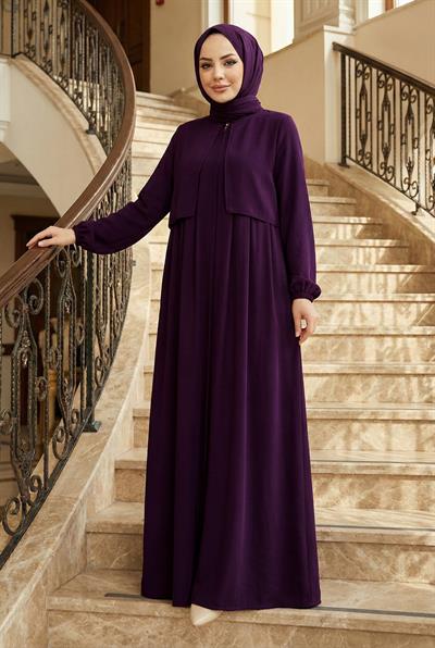 Pelerin Detaylı Ferace Mürdüm HM2867