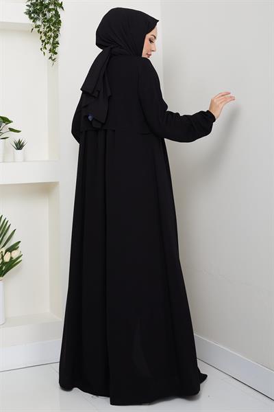 Pelerin Detaylı Ferace Siyah HM2867