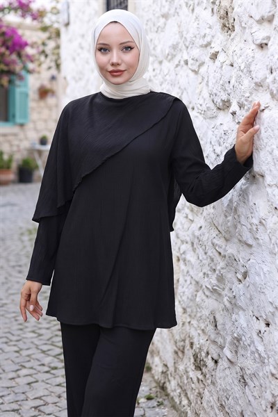 Pelerinli İkili Takım Siyah HM2936
