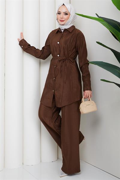 Pensli Bağcıklı İkili Takım Kahverengi HM2879