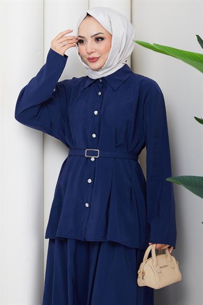Pensli Kemerli Etekli Takım Lacivert HM2883
