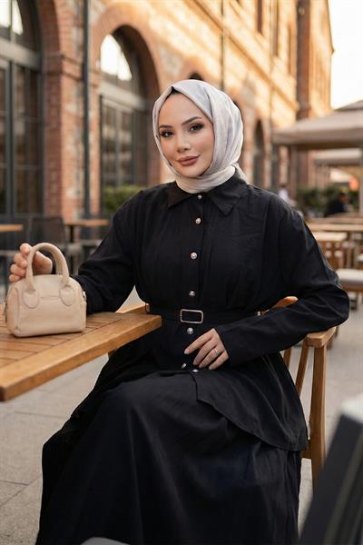 Pensli Kemerli Etekli Takım Siyah HM2883