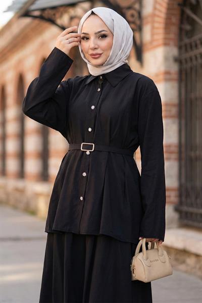 Pensli Kemerli Etekli Takım Siyah HM2883