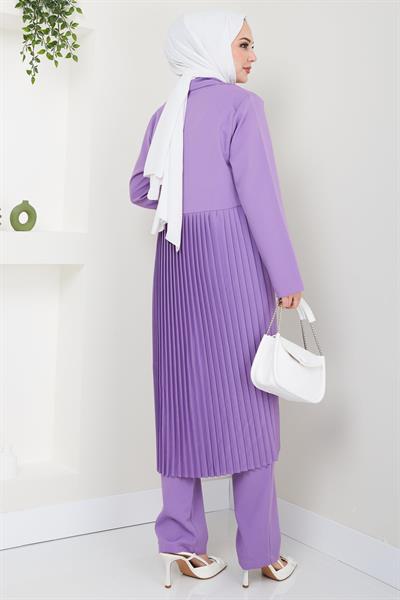 Piliseli Ceketli İkili Takım Lila HM2396