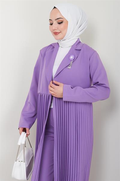 Piliseli Ceketli İkili Takım Lila HM2396